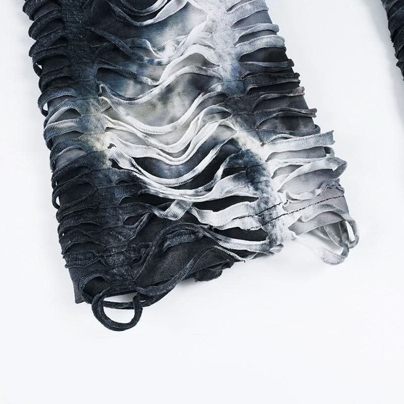 Edgy Grunge Tie-Dye Distressed Hooded Crop Top - Your Fall Fashion Statement