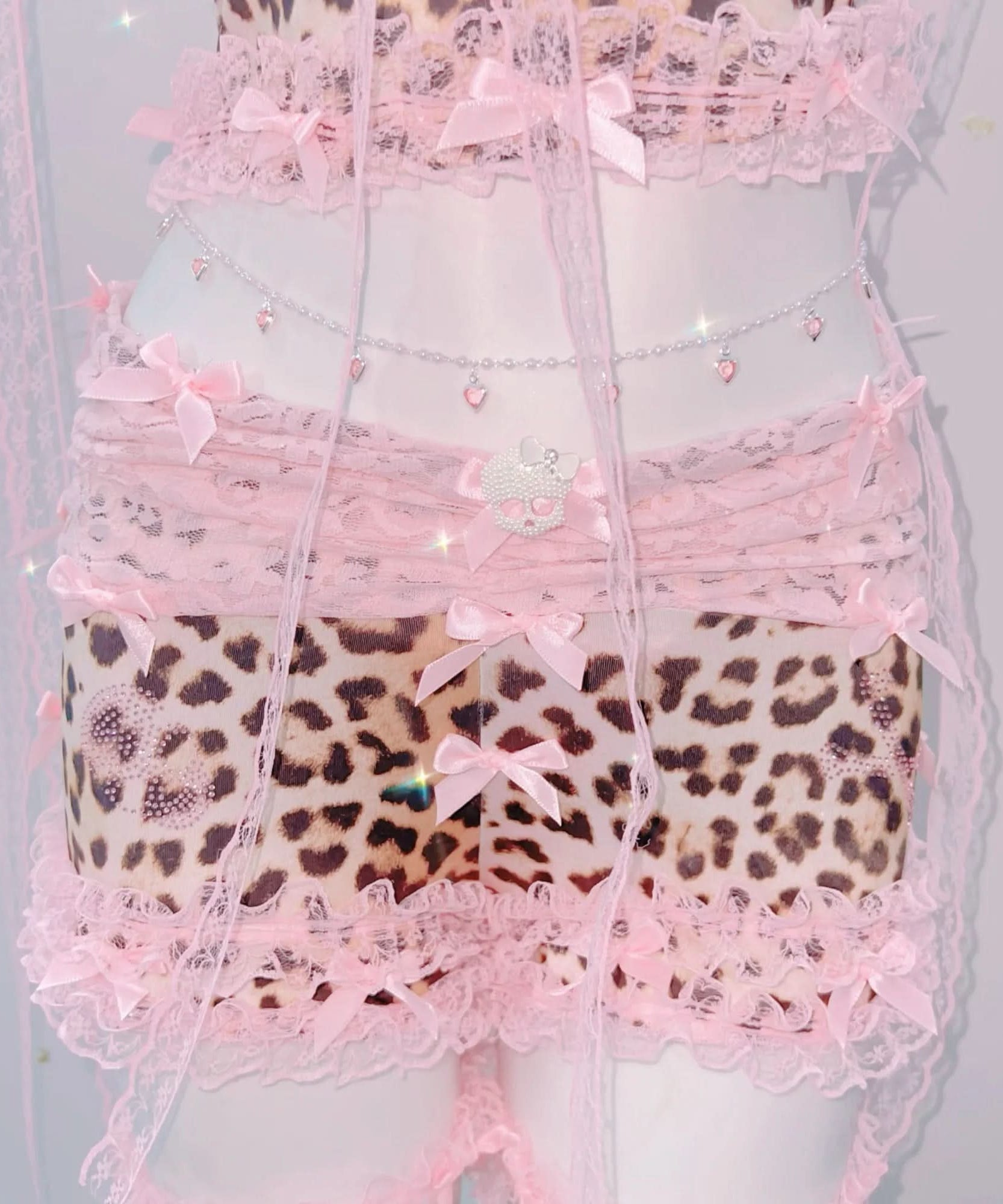 Flirty Coquette Leopard & Pink Lace Cami Shorts Set | Sweet Dreams & Spooky Chic