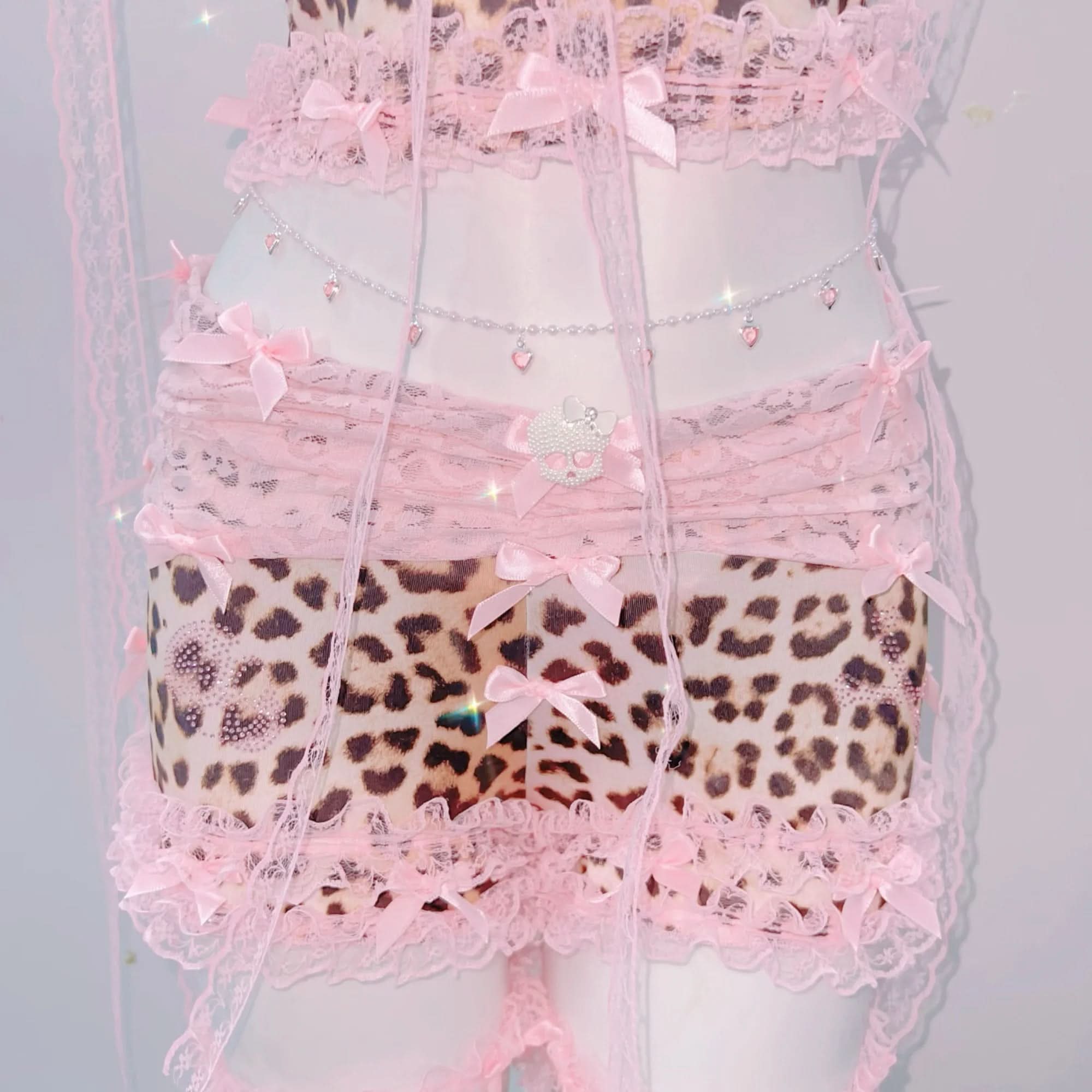 Flirty Coquette Leopard & Pink Lace Cami Shorts Set | Sweet Dreams & Spooky Chic
