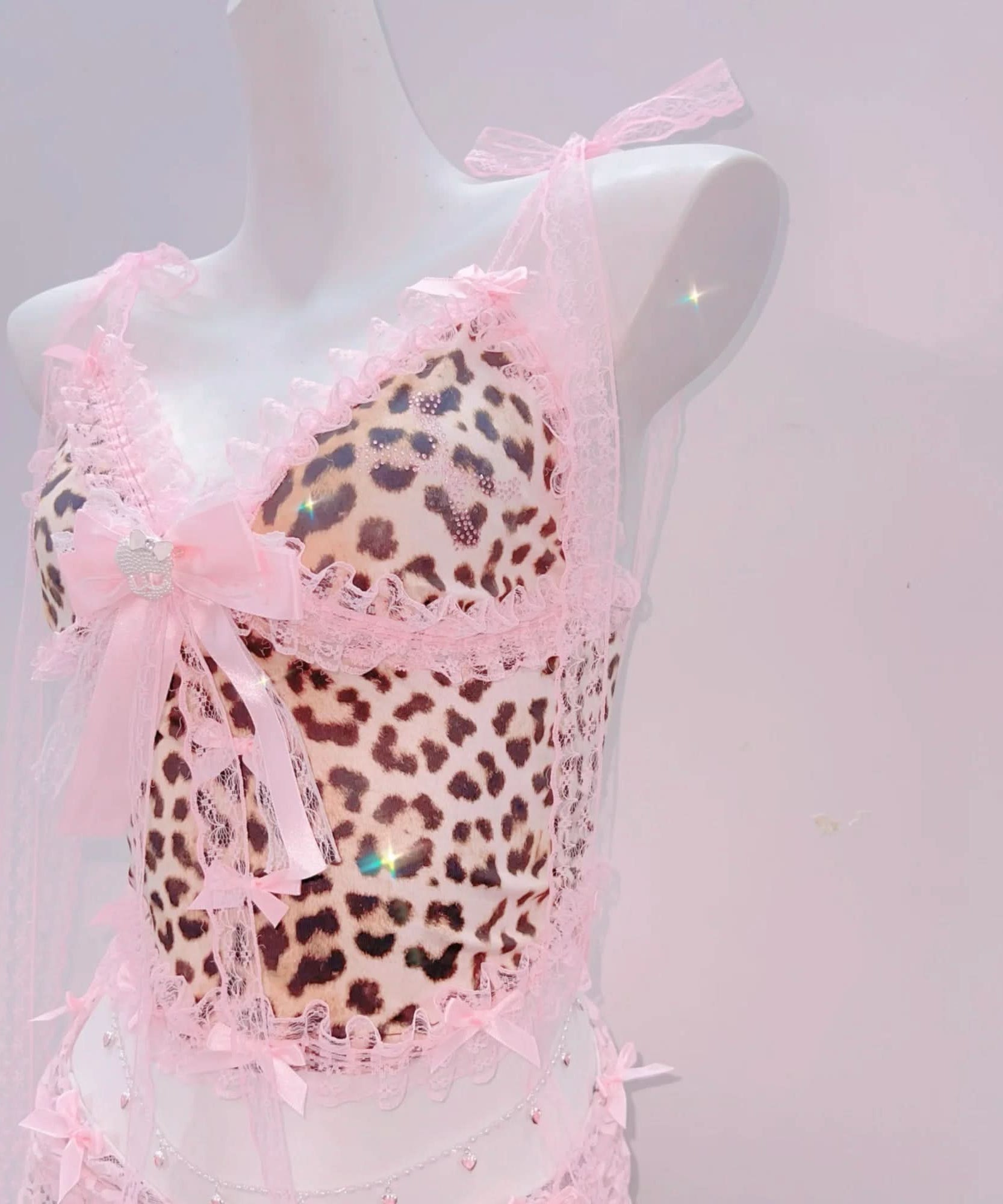 Flirty Coquette Leopard & Pink Lace Cami Shorts Set | Sweet Dreams & Spooky Chic