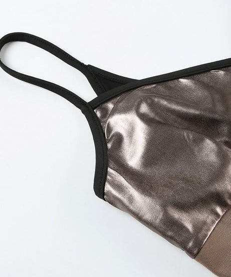 Edgy Glam V-Neck Metallic Lace Patchwork Cami Top - Your Fall 2025 Statement Piece