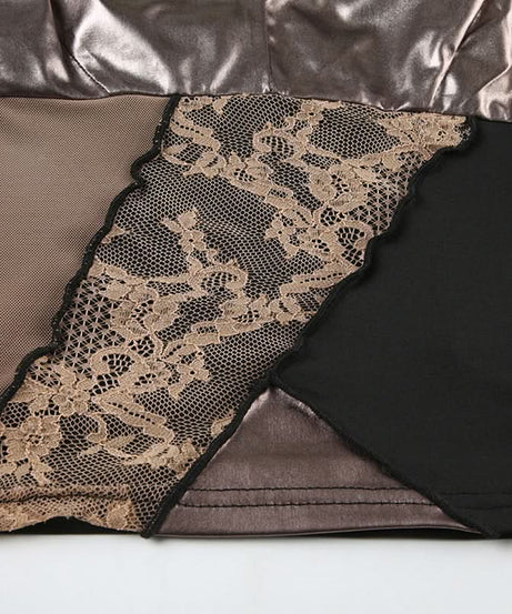 Edgy Glam V-Neck Metallic Lace Patchwork Cami Top - Your Fall 2025 Statement Piece