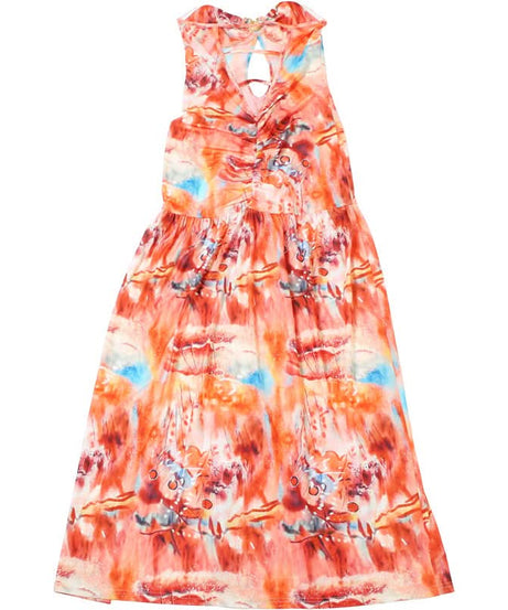 Vibrant Ocean Hues O-Ring Cutout Maxi Dress - Strapless High Slit for Resort & Holiday Getaways