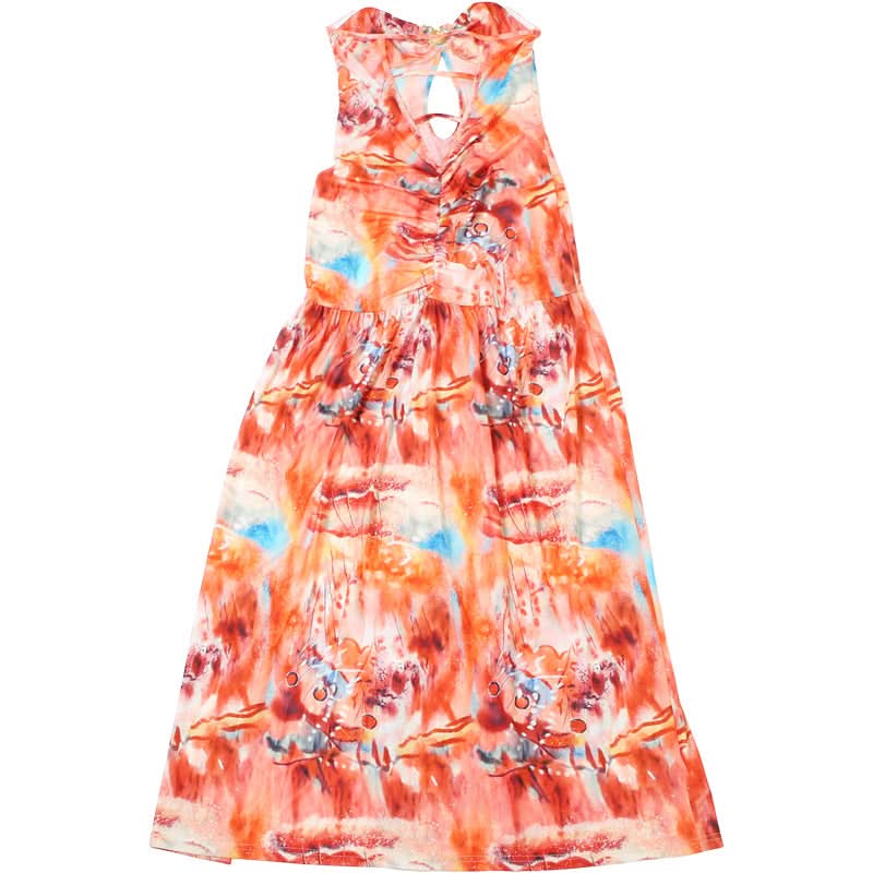 Vibrant Ocean Hues O-Ring Cutout Maxi Dress - Strapless High Slit for Resort & Holiday Getaways