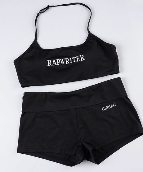 RAPWRITER Halter Crop Top & CIBBAR Shorts Set - Chic American Women's Fall Athleisure