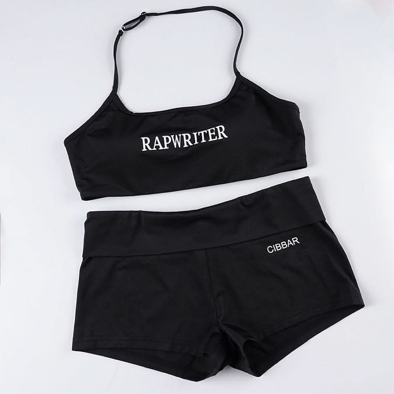 RAPWRITER Halter Crop Top & CIBBAR Shorts Set - Chic American Women's Fall Athleisure