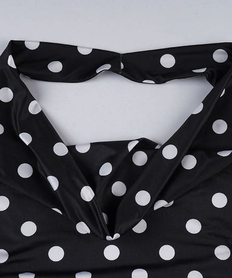 Retro Glam Polka Dot Halter Backless Top – Your Fall & Holiday Party Essential
