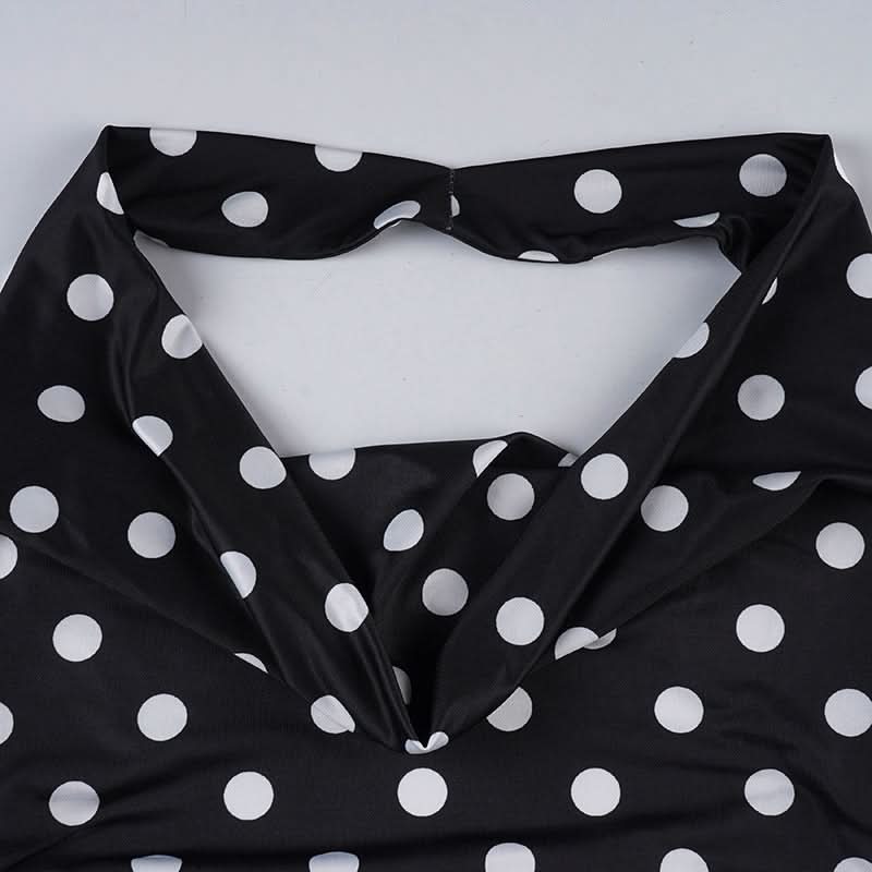 Retro Glam Polka Dot Halter Backless Top – Your Fall & Holiday Party Essential