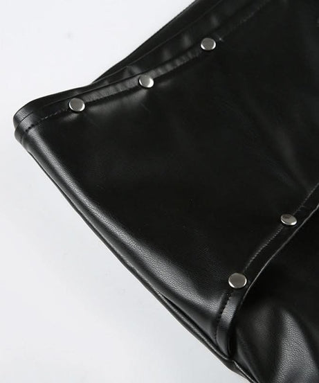 Command Attention: Women's Edgy Faux Leather Buckle Shorts - Y2K Punk Fall Style