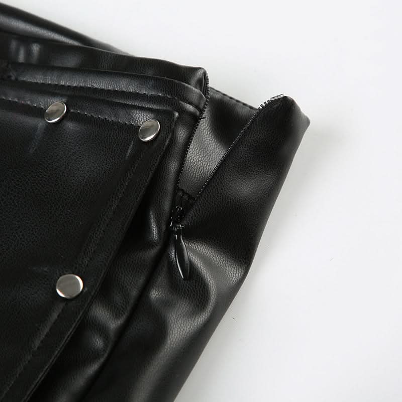 Command Attention: Women's Edgy Faux Leather Buckle Shorts - Y2K Punk Fall Style