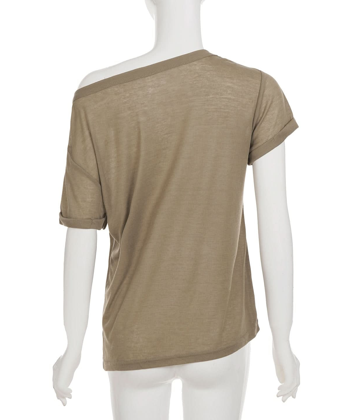 Fall-Ready Studded Cross Off-Shoulder Tee | Edgy Olive Green Top for Women