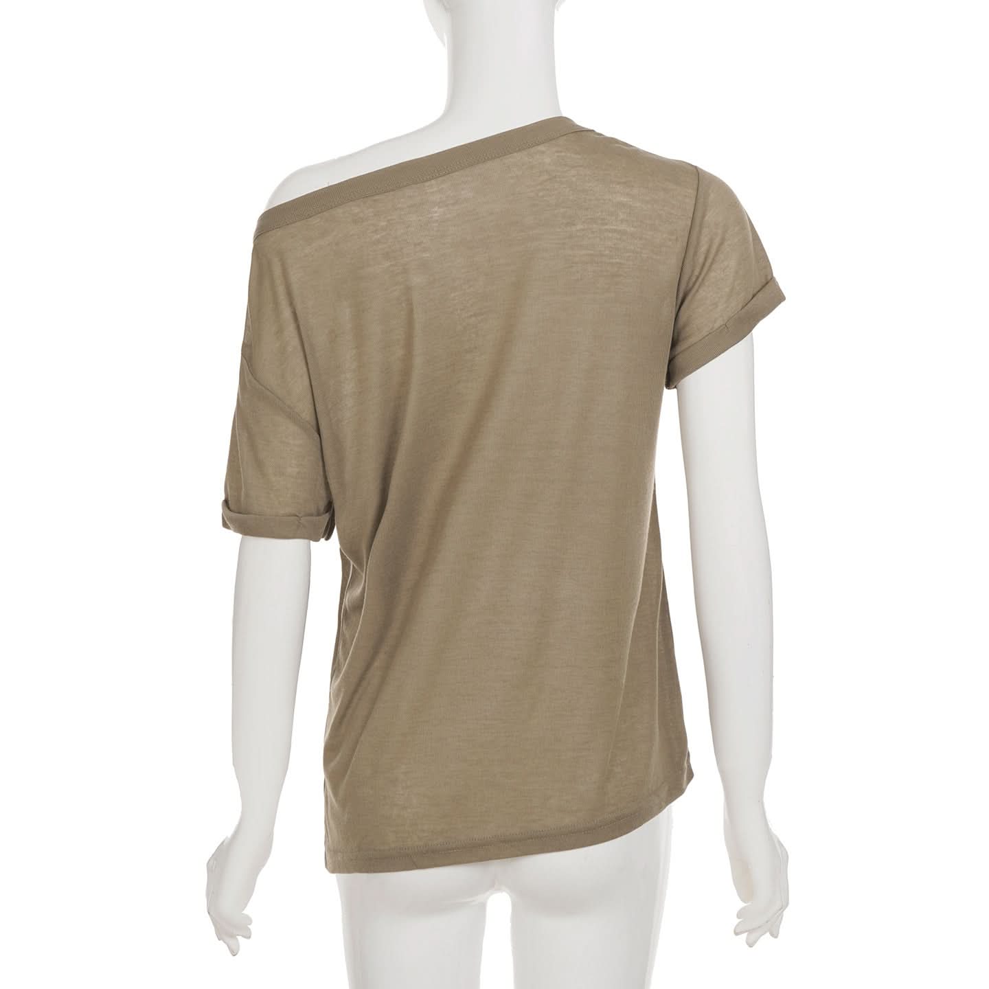 Fall-Ready Studded Cross Off-Shoulder Tee | Edgy Olive Green Top for Women