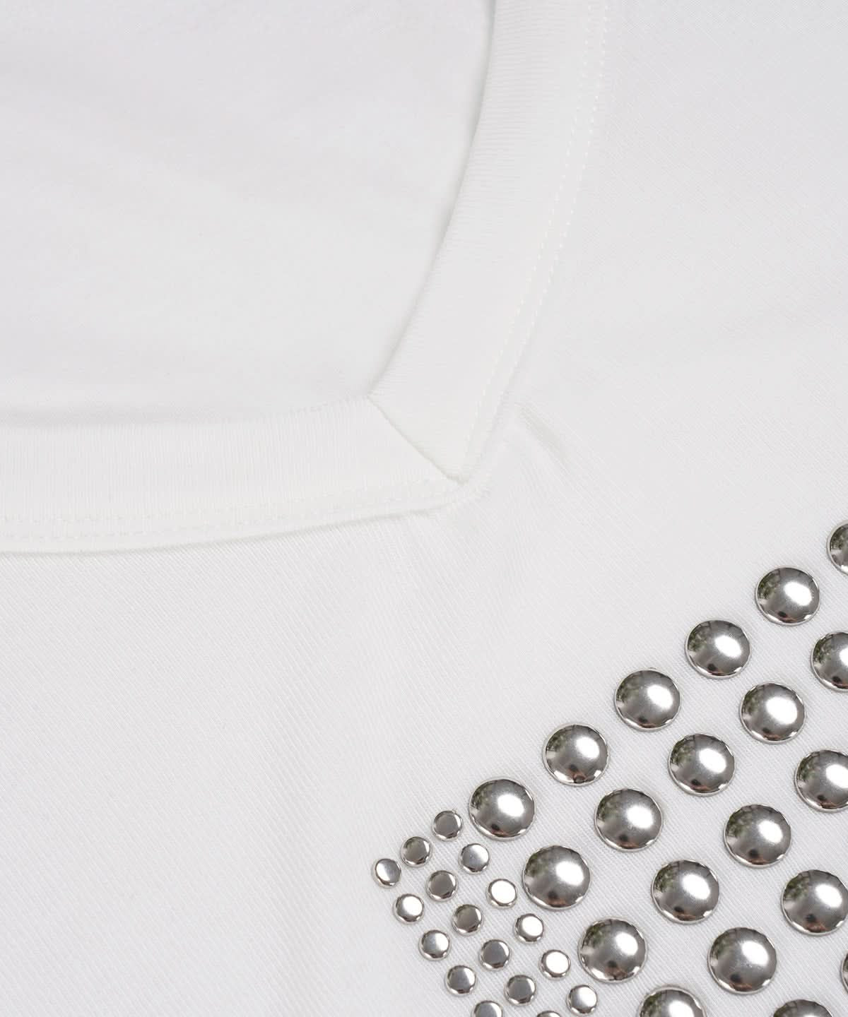 Fall-Ready Studded Cross Off-Shoulder Tee | Edgy Olive Green Top for Women