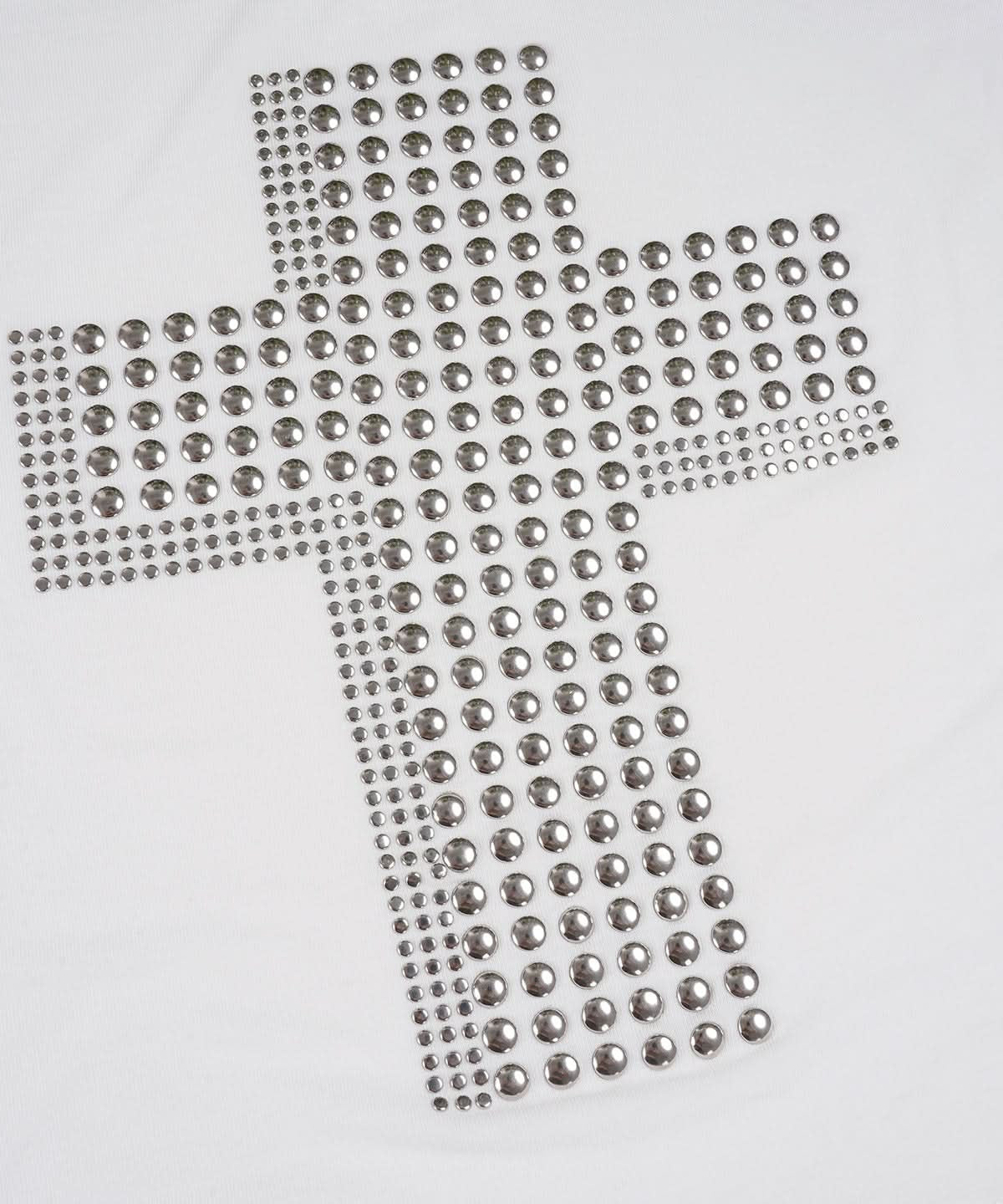 Fall-Ready Studded Cross Off-Shoulder Tee | Edgy Olive Green Top for Women