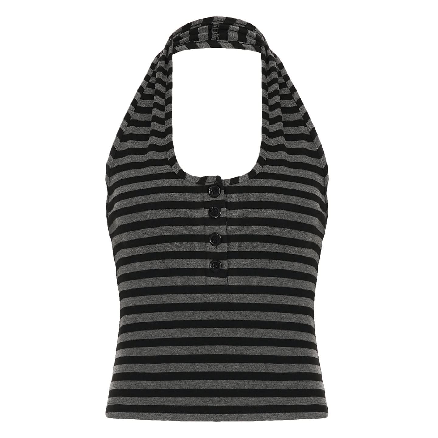 Chic Striped Halter Button-Front Top – Your Essential Fall 2025 Layering Piece