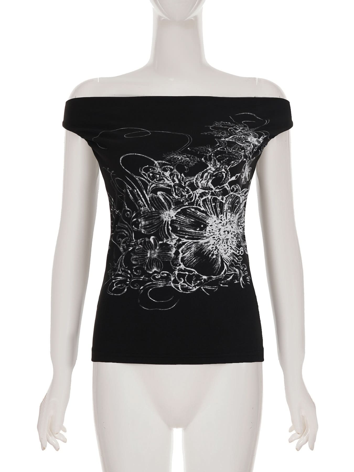 Chic Black Off-Shoulder Floral Print Top – Flattering & Versatile for Fall Fashion