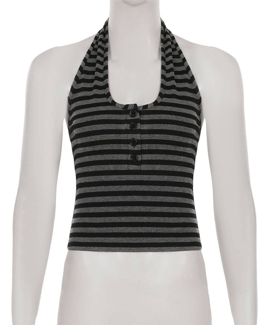 Chic Striped Halter Button-Front Top – Your Essential Fall 2025 Layering Piece