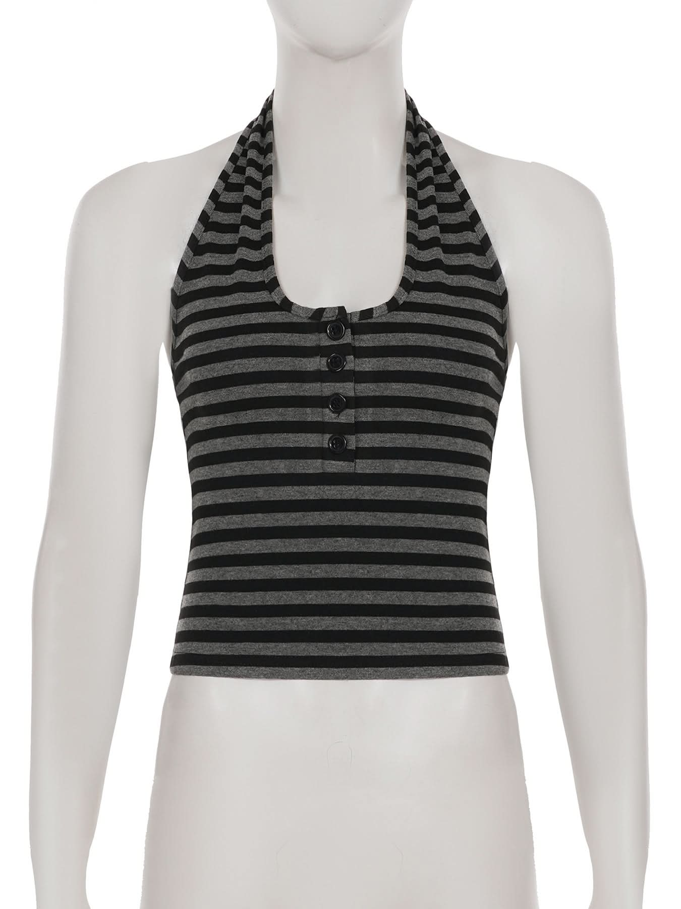 Chic Striped Halter Button-Front Top – Your Essential Fall 2025 Layering Piece