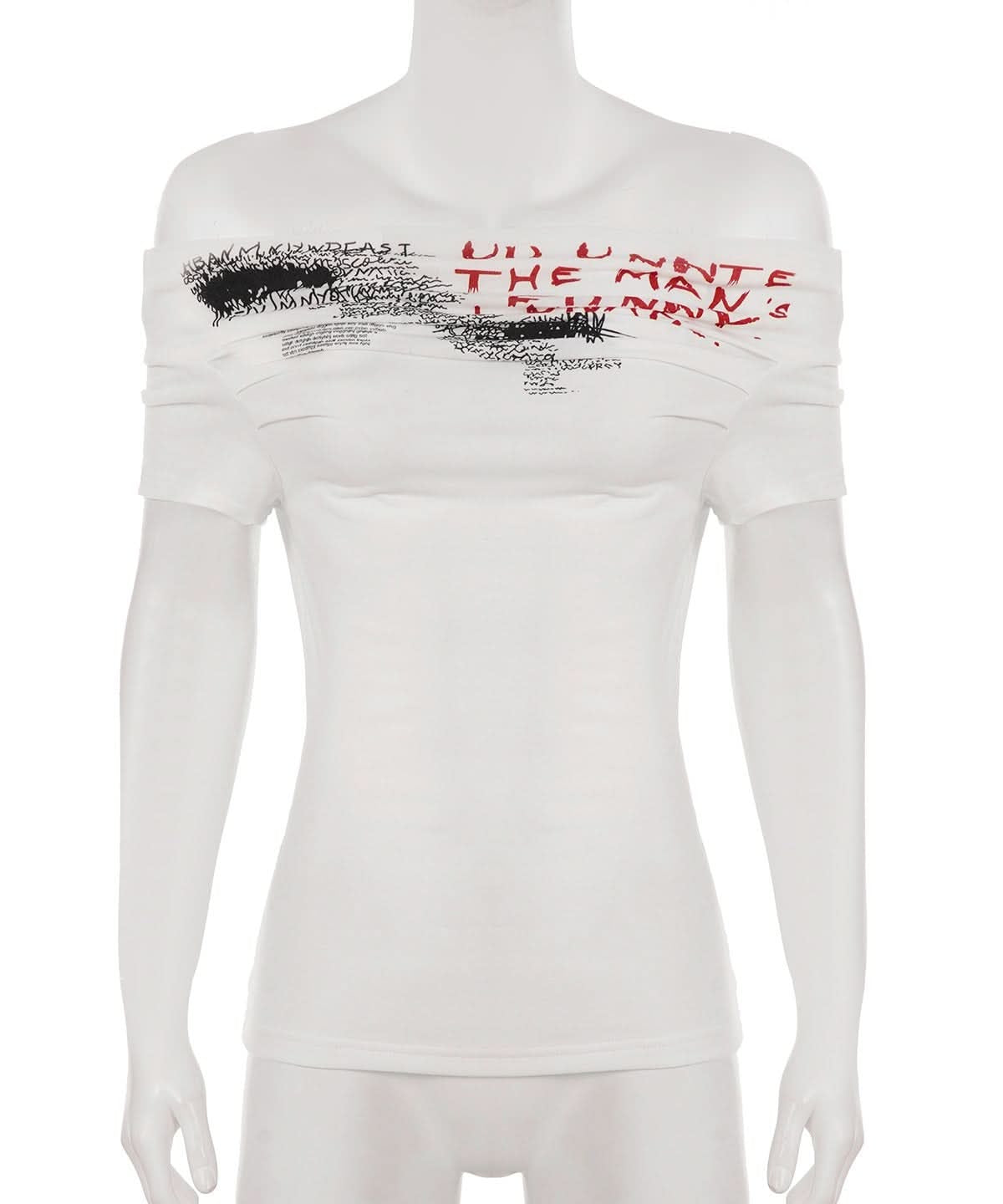 Edgy Statement Off-Shoulder Graphic Tee – Fall's Must-Have 'The Man's Run' Top