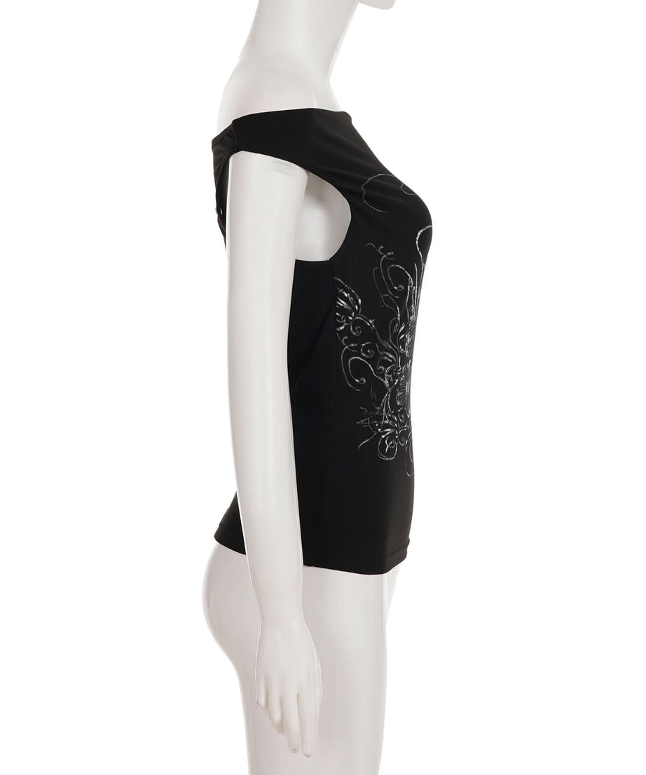 Chic Black Off-Shoulder Floral Print Top – Flattering & Versatile for Fall Fashion