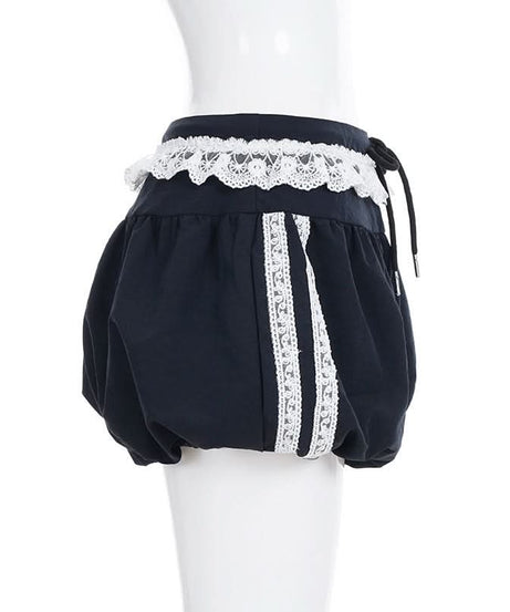 Retro-Chic '98' Navy Lace Trim Drawstring Shorts - Women's Cozy Loungewear & Athleisure