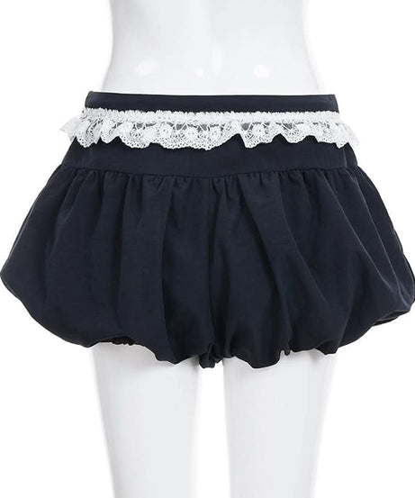 Retro-Chic '98' Navy Lace Trim Drawstring Shorts - Women's Cozy Loungewear & Athleisure