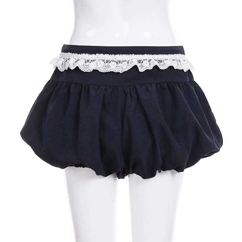 Retro-Chic '98' Navy Lace Trim Drawstring Shorts - Women's Cozy Loungewear & Athleisure