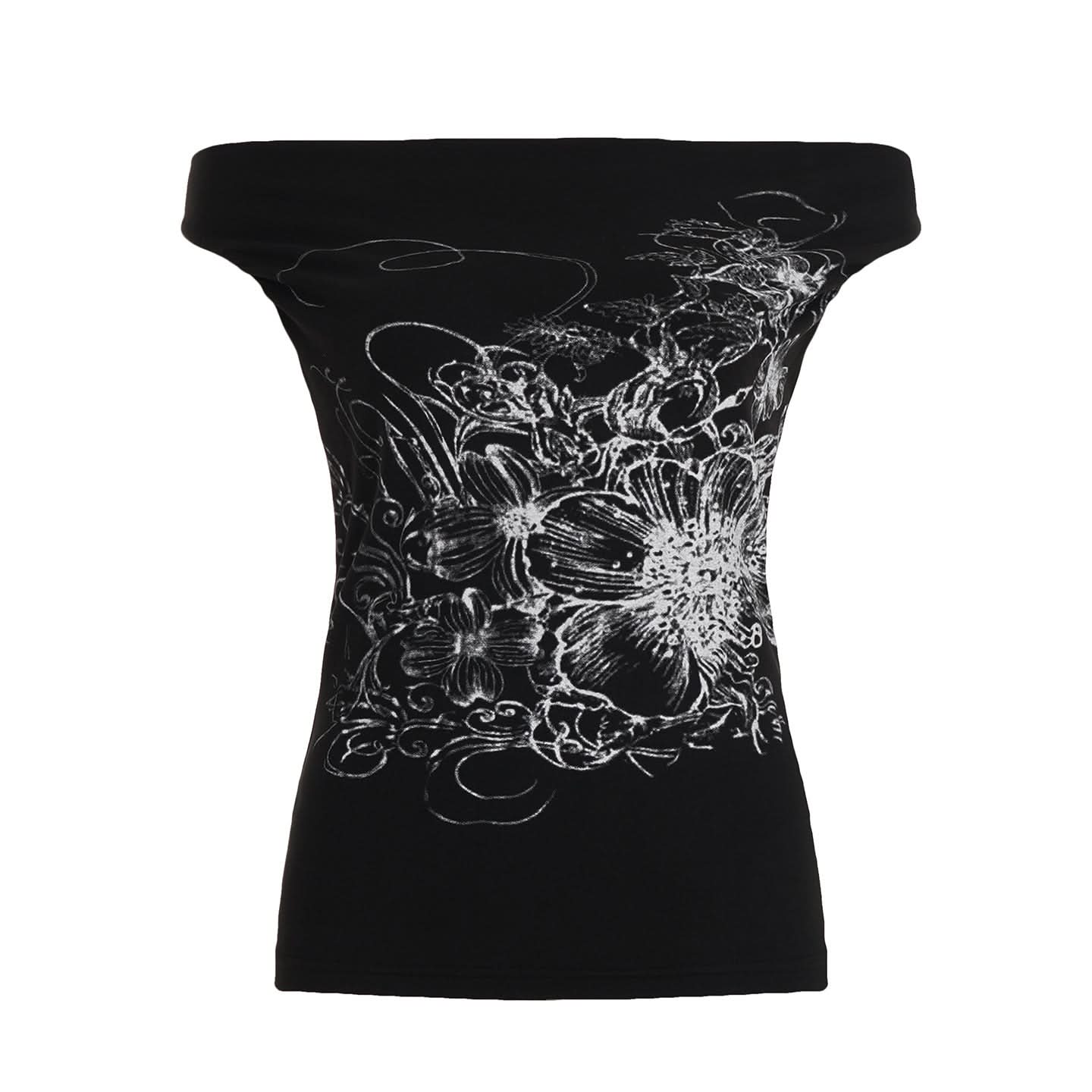 Chic Black Off-Shoulder Floral Print Top – Flattering & Versatile for Fall Fashion