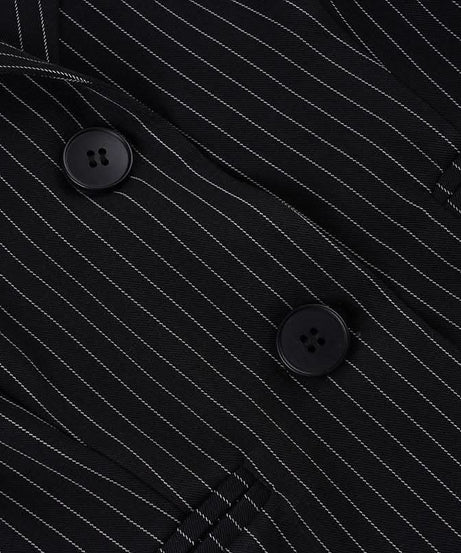 Chic Pinstripe Short Sleeve Blazer Blouse for Women - Fall Office & Versatile Style