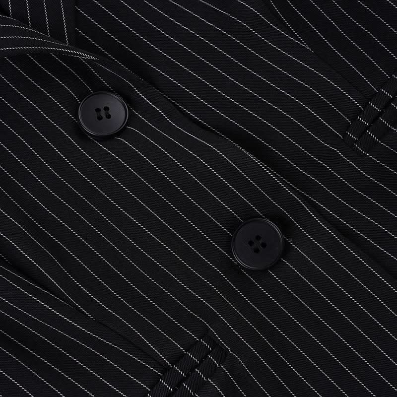 Chic Pinstripe Short Sleeve Blazer Blouse for Women - Fall Office & Versatile Style