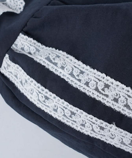 Retro-Chic '98' Navy Lace Trim Drawstring Shorts - Women's Cozy Loungewear & Athleisure