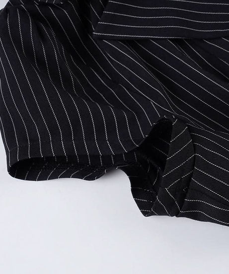 Chic Pinstripe Short Sleeve Blazer Blouse for Women - Fall Office & Versatile Style