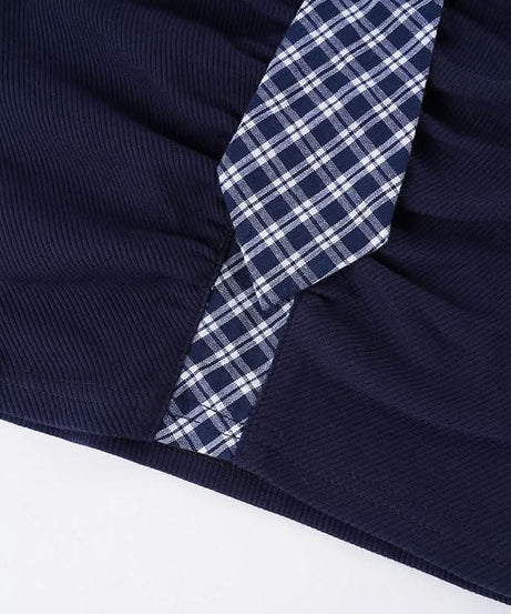 Preppy Chic Plaid Tie Ruched Crop Top - Fall's Must-Have Slim Fit Statement