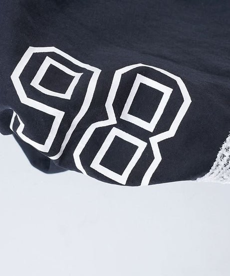 Retro-Chic '98' Navy Lace Trim Drawstring Shorts - Women's Cozy Loungewear & Athleisure