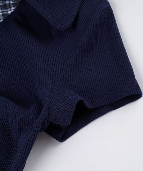 Preppy Chic Plaid Tie Ruched Crop Top - Fall's Must-Have Slim Fit Statement