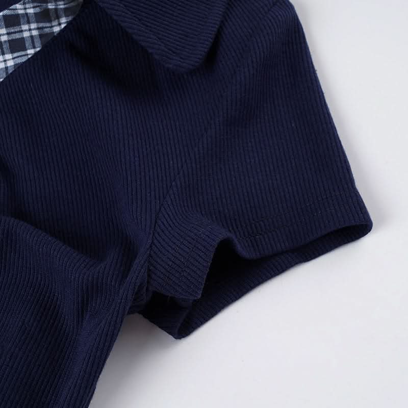 Preppy Chic Plaid Tie Ruched Crop Top - Fall's Must-Have Slim Fit Statement