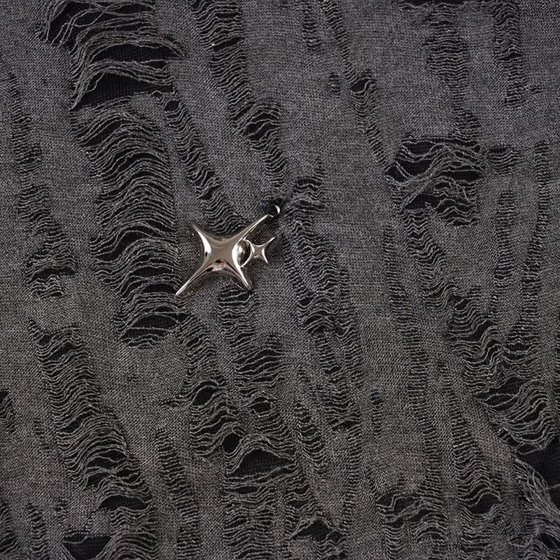 Edgy Asymmetric Distressed Halter Crop Top - Your Bold Fall & Night Out Statement