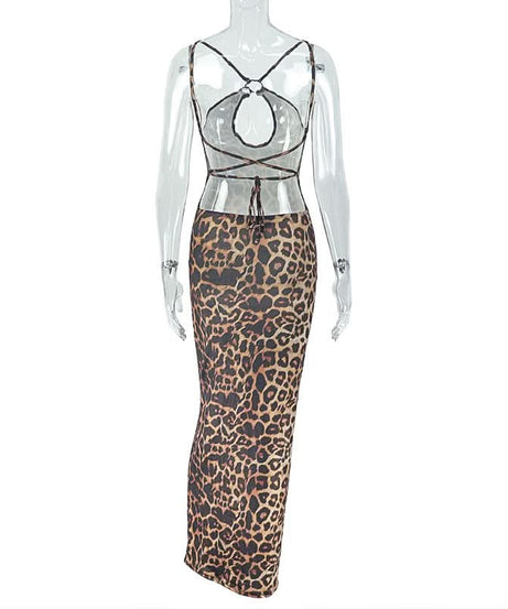 Fall's Fiercest Look: Leopard Print Halter Maxi Dress with Keyhole Cutout