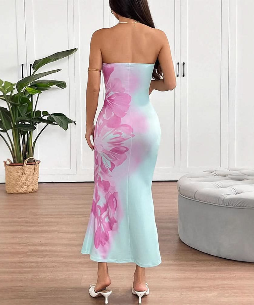 Radiant Blossom Strapless Maxi Dress - Chic Bodycon for Fall Events & Resort Getaways