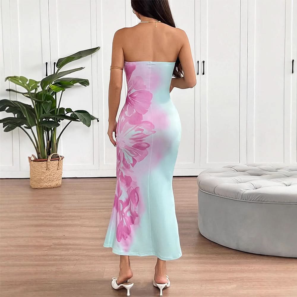 Radiant Blossom Strapless Maxi Dress - Chic Bodycon for Fall Events & Resort Getaways
