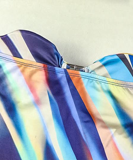 Vibrant Abstract Swirl Strapless Maxi Dress | Cutout Bust & Resort Ready for Your Winter Getaway