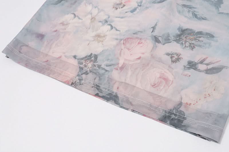 Dreamy Watercolor Rose Ruffle V-Neck Midi Dress - Effortless Fall Floral Chic