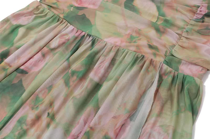 Romantic Floral Halter Ruched Maxi Dress with Slit - Fall Wedding Guest & Resort Chic