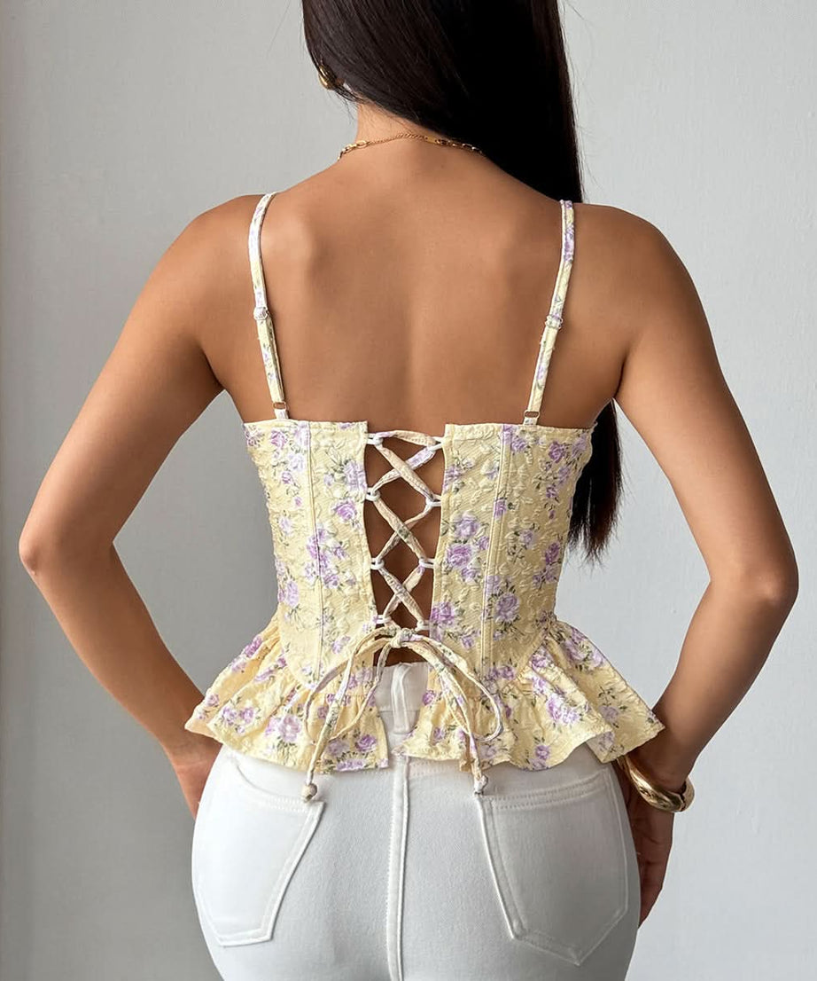 Chic Floral Peplum Bustier Cami Top - Fall Ready & Flattering Fit