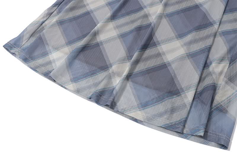 Fall Chic & Cozy: American Plaid Halter Maxi Dress with Delicate Lace V-Neck