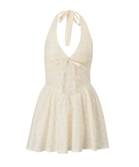 Sweetheart Polka Dot Halter Mini Dress - Your Chic Getaway Essential