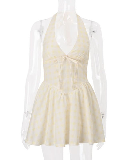 Sweetheart Polka Dot Halter Mini Dress - Your Chic Getaway Essential