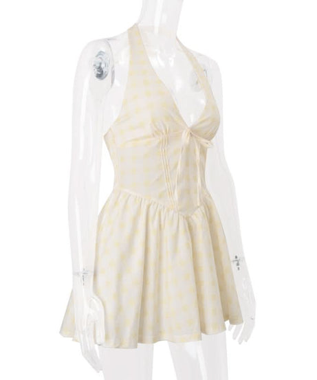 Sweetheart Polka Dot Halter Mini Dress - Your Chic Getaway Essential