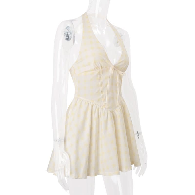 Sweetheart Polka Dot Halter Mini Dress - Your Chic Getaway Essential