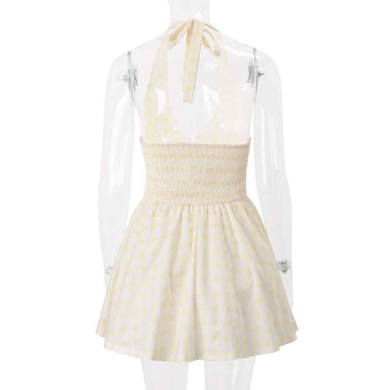 Sweetheart Polka Dot Halter Mini Dress - Your Chic Getaway Essential